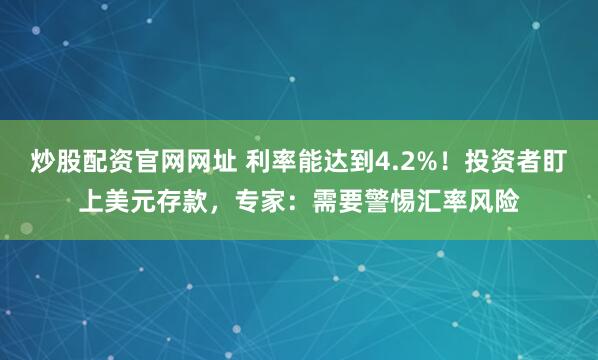 炒股配资官网网址 利率能达到4.2%！投资者盯上美元存款，专家：需要警惕汇率风险